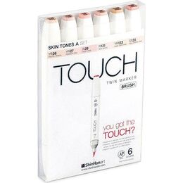 Touch Twin Brush Marker Fırça Uçlu Marker Seti 6 Renk TEN RENKLERİ A