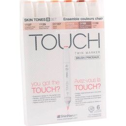 Touch Twin Brush Marker Fırça Uçlu Marker Seti 6 Renk TEN RENKLERİ B