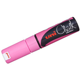 Uni Chalk 8 mm Kesik Uç Su Bazlı Sıvı Tebeşir Kalemi Fosforlu Pembe