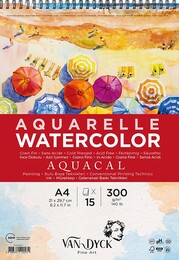 Van Dyck Aquacal Cold Pres İnce Dokulu Spiralli Sulu Boya Defteri Blok 300 gr. A4 15 yaprak - 1