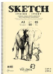 Van Dyck Sketch Ivory(Fildişi) Eskiz Çizim Defteri Yandan Spiralli 85 gr. A3 50 yp.