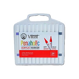 Vincent Fırça Uçlu Akrilik Kalem 24 Renk Çift Uçlu - Vincent