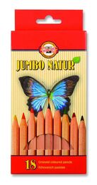 Koh-i Noor Jumbo Naturel Kalın Kuru Boya Kalemi Seti 18 Renk