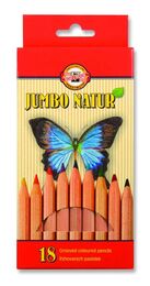 Koh-i Noor Jumbo Naturel Kalın Kuru Boya Kalemi Seti 18 Renk - 1