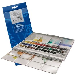 Winsor & Newton Cotman 1/2 Tablet Sulu Boya Seti 45 Renk - Thumbnail