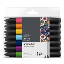 Winsor & Newton ProMarker Kalem Seti 12+1 Renk DÖVME TONLARI - Thumbnail