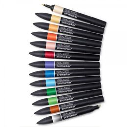 Winsor & Newton ProMarker Kalem Seti 12+1 Renk GENİŞLETİLMİŞ MANGA SETİ 1