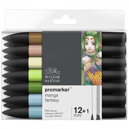 Winsor & Newton ProMarker Kalem Seti 12+1 Renk MANGA FANTASY - Thumbnail