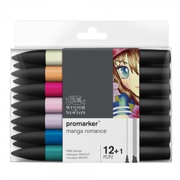 Winsor & Newton ProMarker Kalem Seti 12+1 Renk MANGA ROMANCE - Thumbnail