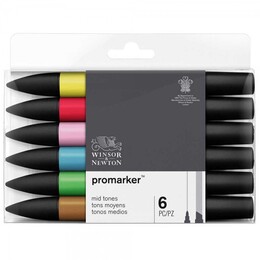 Winsor & Newton ProMarker Kalem Seti 6 Renk ARA TONLAR - Thumbnail