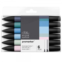 Winsor & Newton ProMarker Kalem Seti 6 Renk GÖKYÜZÜ TONLARI 1 - Thumbnail