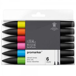 Winsor & Newton ProMarker Kalem Seti 6 Renk GÜÇLÜ TONLAR