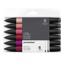 Winsor & Newton ProMarker Kalem Seti 6 Renk KIRMIZI TONLAR - 1