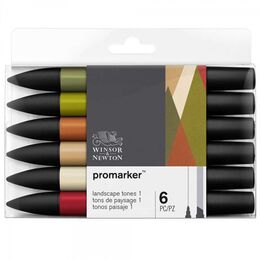 Winsor & Newton ProMarker Kalem Seti 6 Renk MANZARA TONLARI 1 - 1