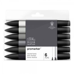 Winsor & Newton ProMarker Kalem Seti 6 Renk NÖTÜR TONLAR