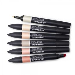 Winsor & Newton ProMarker Kalem Seti 6 Renk TEN RENKLERİ 1 - 3