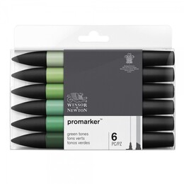 Winsor & Newton ProMarker Kalem Seti 6 Renk YEŞİL TONLARI - Thumbnail