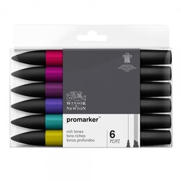 Winsor & Newton ProMarker Kalem Seti 6 Renk ZENGİN TONLAR - 1