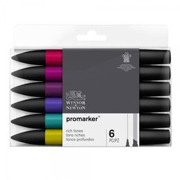 Winsor & Newton ProMarker Kalem Seti 6 Renk ZENGİN TONLAR