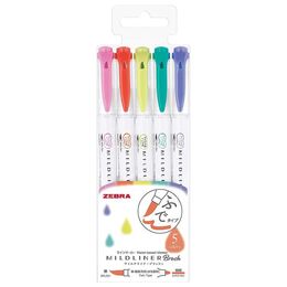 Zebra Mildliner Brush Fırça Uçlu İşaretleme Kalemi Seti 5'li Soğuk Renkler