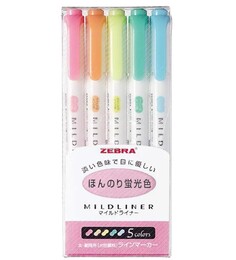 Zebra Mildliner Çift Uçlu İşaretleme Kalemi Seti 5'li Pastel Renkler - Thumbnail