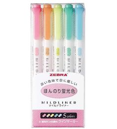 Zebra Mildliner Çift Uçlu İşaretleme Kalemi Seti 5'li Pastel Renkler