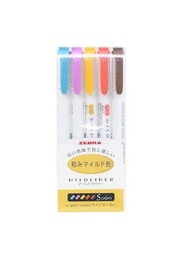Zebra Mildliner Çift Uçlu İşaretleme Kalemi Seti 5'li Sıcak Renkler - Thumbnail