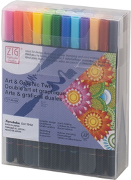 Zig Art & Graphic Twin Marker Brush Pen Çift Uçlu Çizim Kalemi Seti 48 Renk