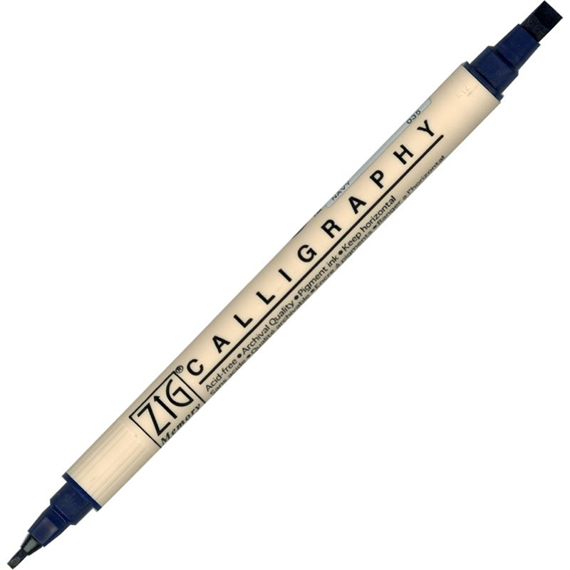 Zig Calligraphy Çift Uçlu Kaligrafi Kalemi 2 Mm. + 5 Mm. 035 Navy