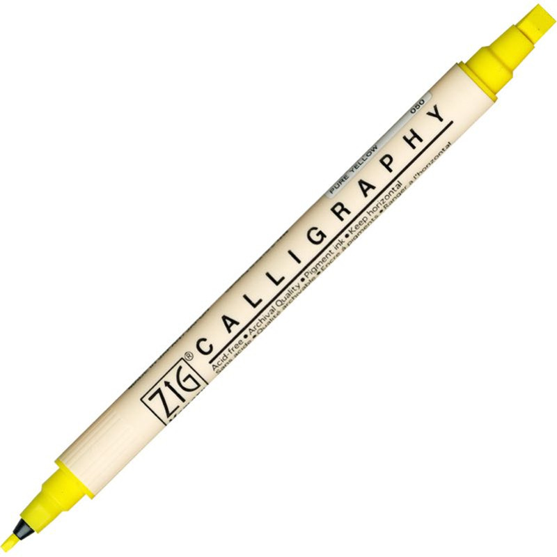 Zig Calligraphy Çift Uçlu Kaligrafi Kalemi 2 Mm. + 5 Mm. 050 Pure Yellow