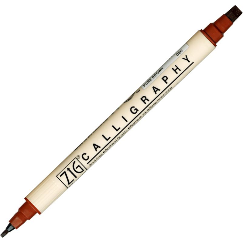 Zig Calligraphy Çift Uçlu Kaligrafi Kalemi 2 Mm. + 5 Mm. 060 Pure Brown