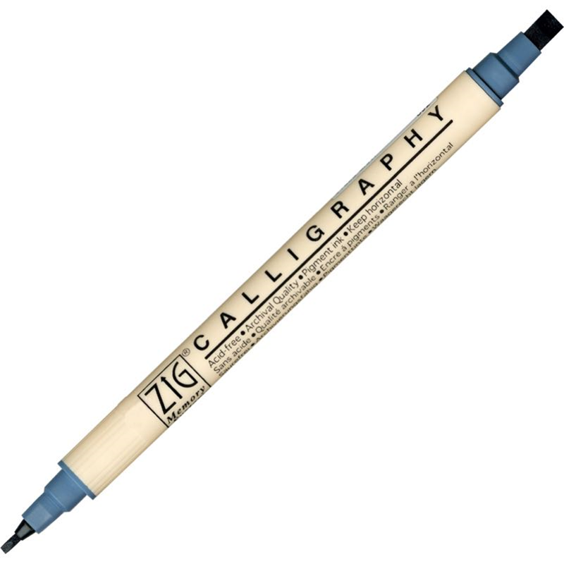 Zig Calligraphy Çift Uçlu Kaligrafi Kalemi 2 Mm. + 5 Mm. 092 Steel Gray