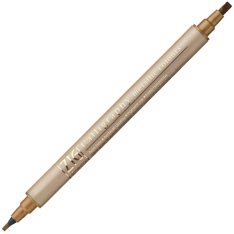 Zig Çift Uçlu Yaldızlı Kaligrafi Kalemi 2 Mm. + 3.5 Mm. 123 Metallic Copper
