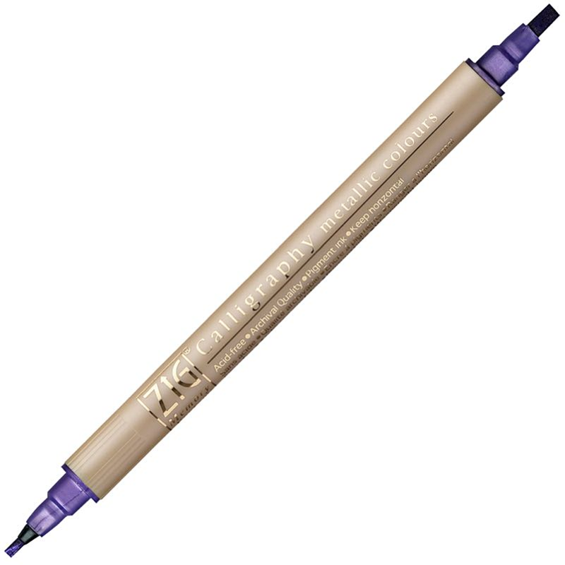 Zig Çift Uçlu Yaldızlı Kaligrafi Kalemi 2 Mm. + 3.5 Mm. 124 Metallic Violet