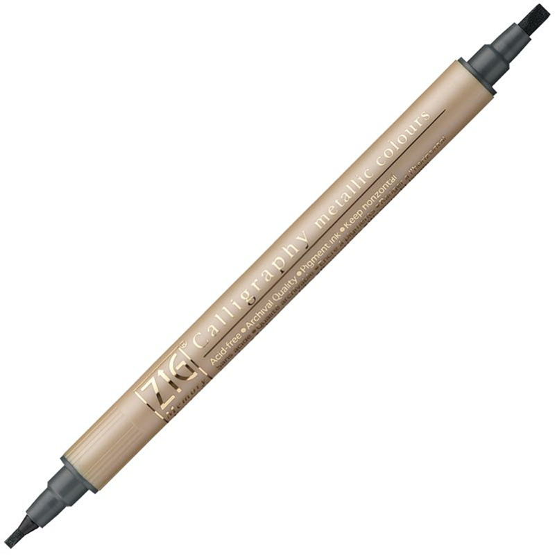 Zig Çift Uçlu Yaldızlı Kaligrafi Kalemi 2 Mm. + 3.5 Mm. 127 Metallic Black