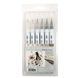 Zig Clean Color Real Brush Fırça Uçlu Marker Kalem Seti 6 Renk WARM GRAY COLORS - 1