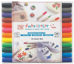 Zig Fabricolor Twin Çift Uçlu Kumaş Tekstil Boyama Kalemi Seti 12 Renk