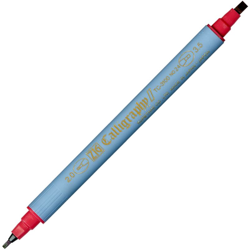 Zig Kaligrafi Kalemi Çift Uçlu 2 Mm. + 3.5 Mm. Wine Red