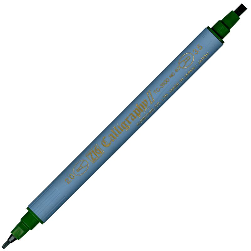 Zig Kaligrafi Kalemi Çift Uçlu 2 Mm. + 3.5 Mm. Yeşil