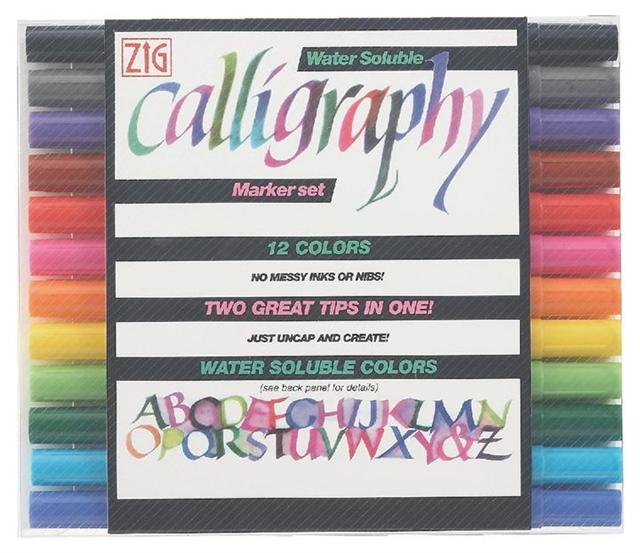 Zig Kaligrafi Kalemi Seti Çift Uçlu 2 Mm. + 3.5 Mm. 12 Renk