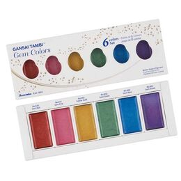 Zig Kuretake Gansai Tambi Gem Colors Mücevher Renkleri Tablet Sulu Boya Seti 6 Renk
