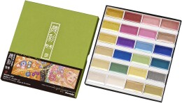 Zig Kuretake Gansai Tambi Metallic Colors Yaldız Tablet Sulu Boya Seti 24 Renk Set 1 - Zig