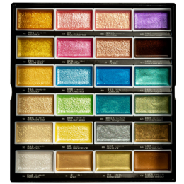 Zig Kuretake Gansai Tambi Metallic Colors Yaldız Tablet Sulu Boya Seti 24 Renk Set II - 3