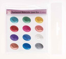 Zig Pearlescent Watercolor Jewel Box Sedefli Tablet Sulu Boya Seti 12 Renk - 1